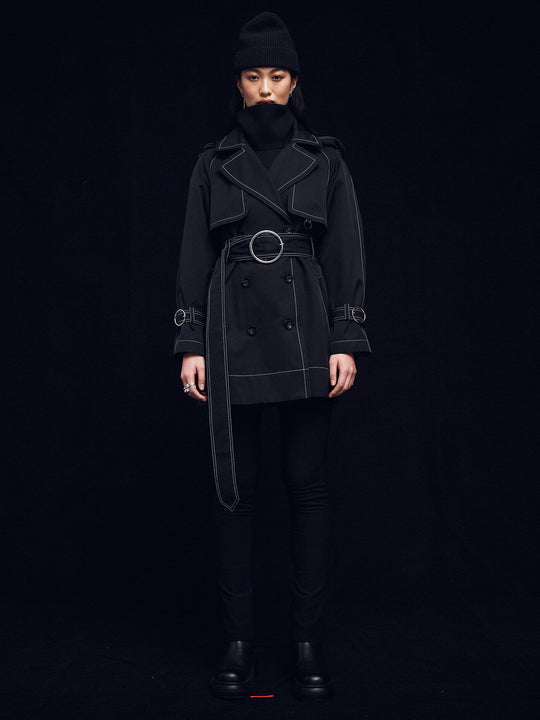 Sustainable Water Resistant Short Trench Coat