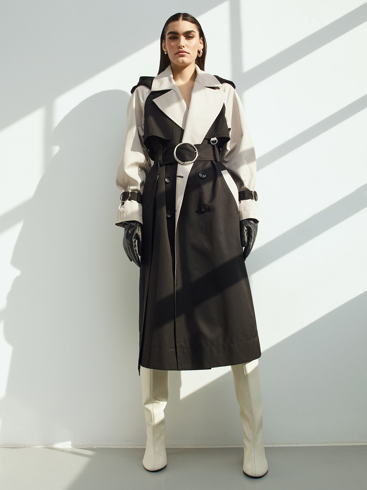 Sustainable Water Resistant Trench Coat | Black/White Sustainable Water Resistant Trench Coat | Black/White