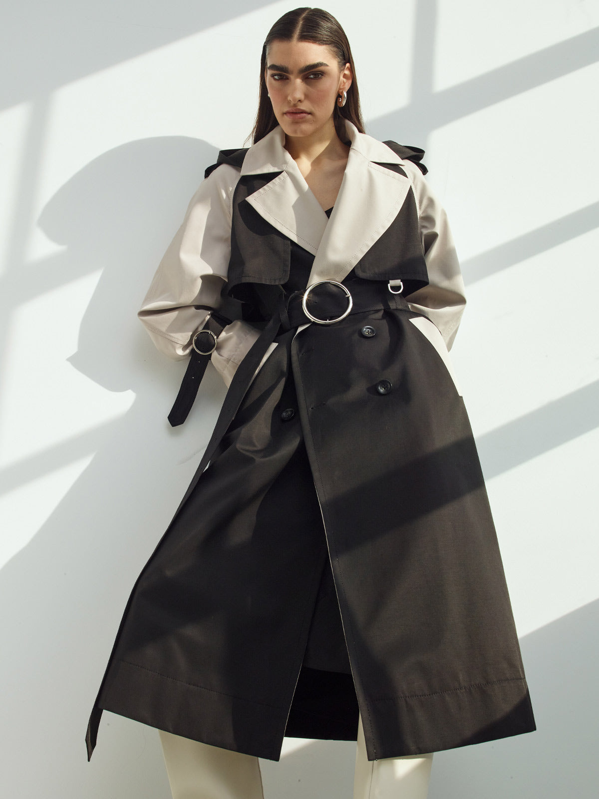 Sustainable Water Resistant Trench Coat | Black/White Sustainable Water Resistant Trench Coat | Black/White