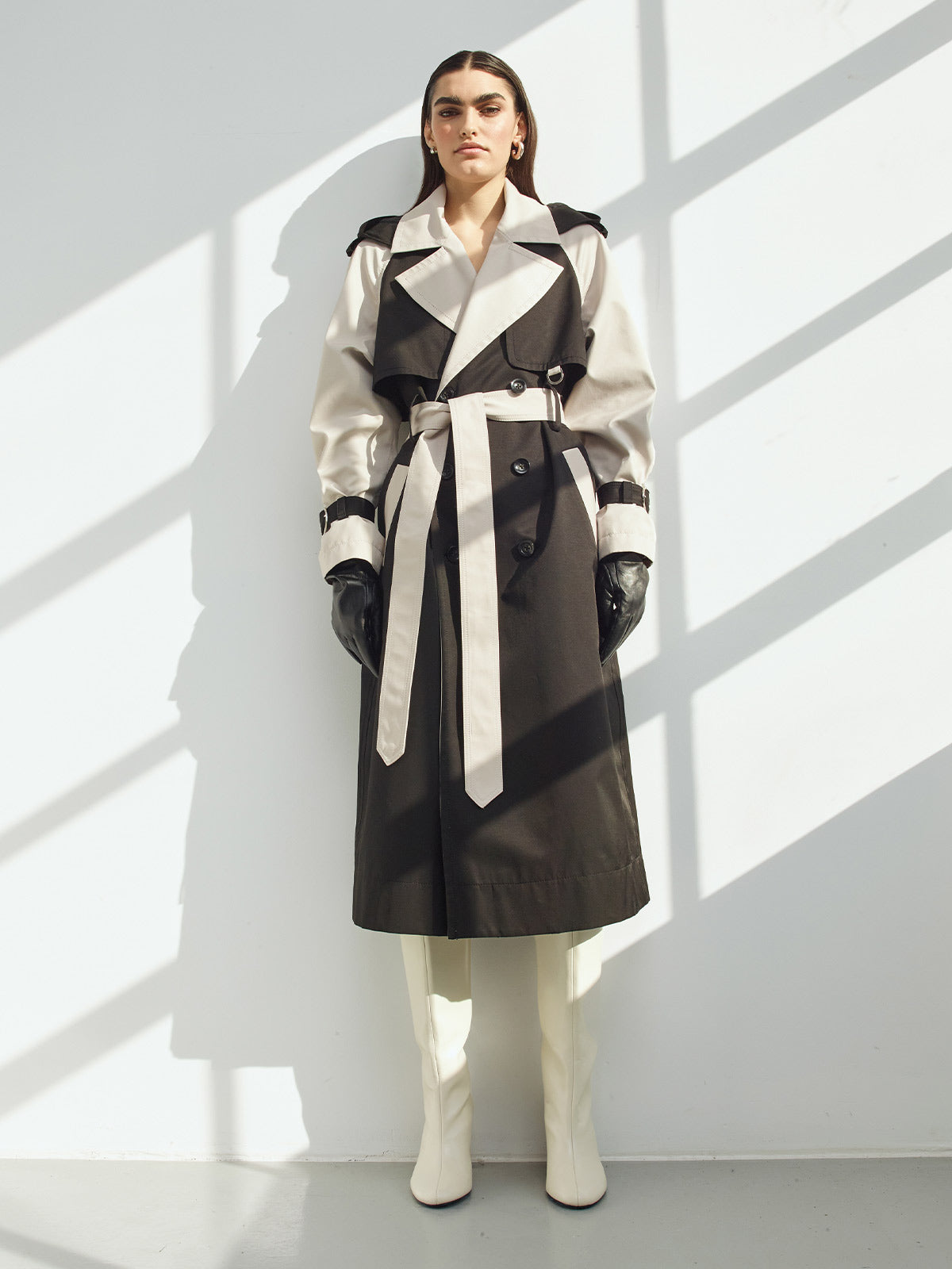 Sustainable Water Resistant Trench Coat | Black/White Sustainable Water Resistant Trench Coat | Black/White