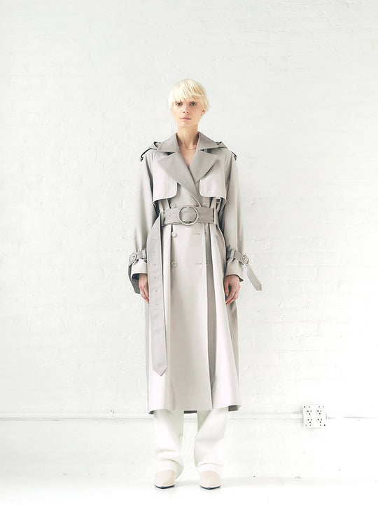 Sustainable Water Resistant Trench Coat | Light Grey