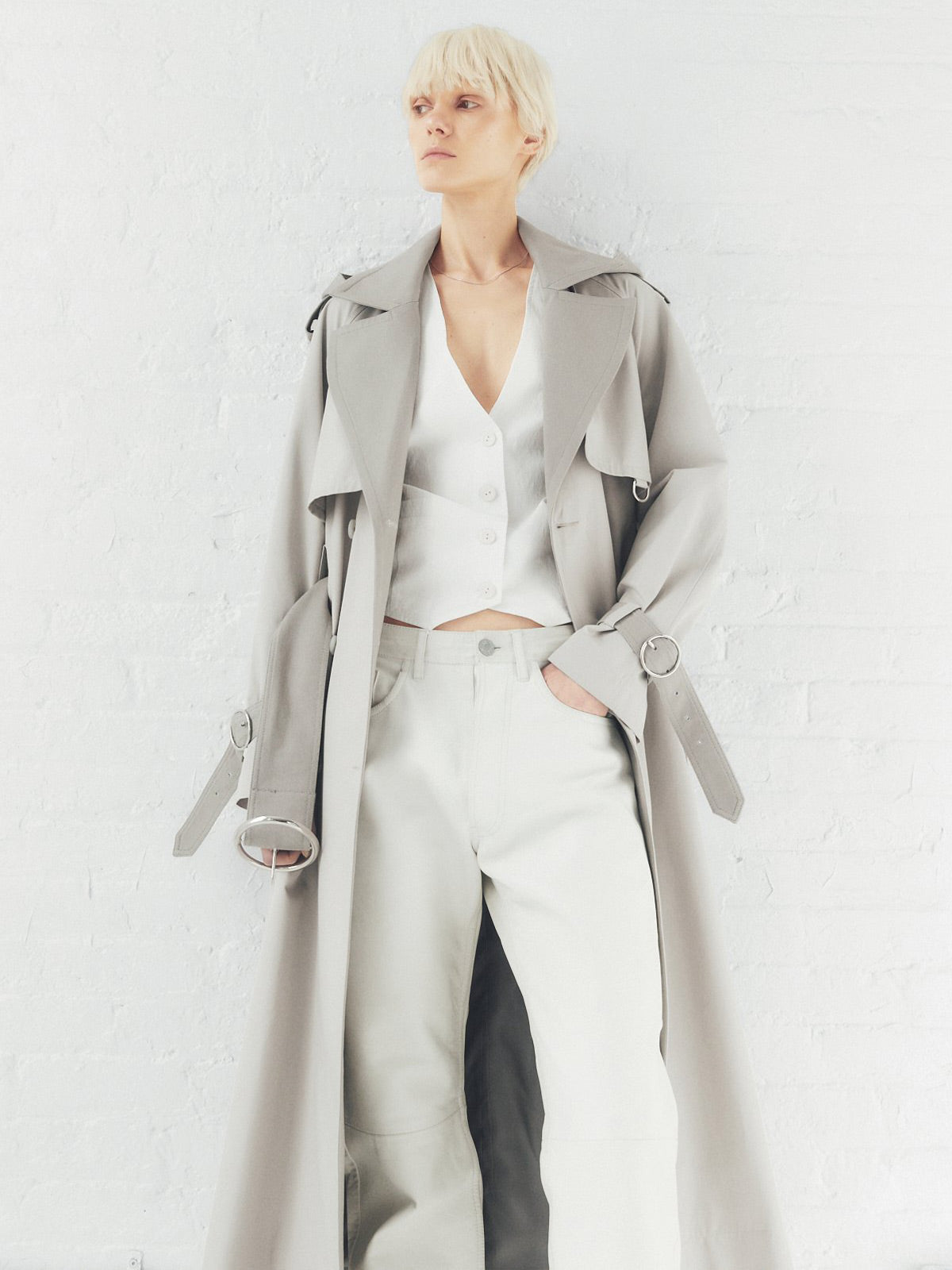 Sustainable Water Resistant Trench Coat | Light Grey Sustainable Water Resistant Trench Coat | Light Grey