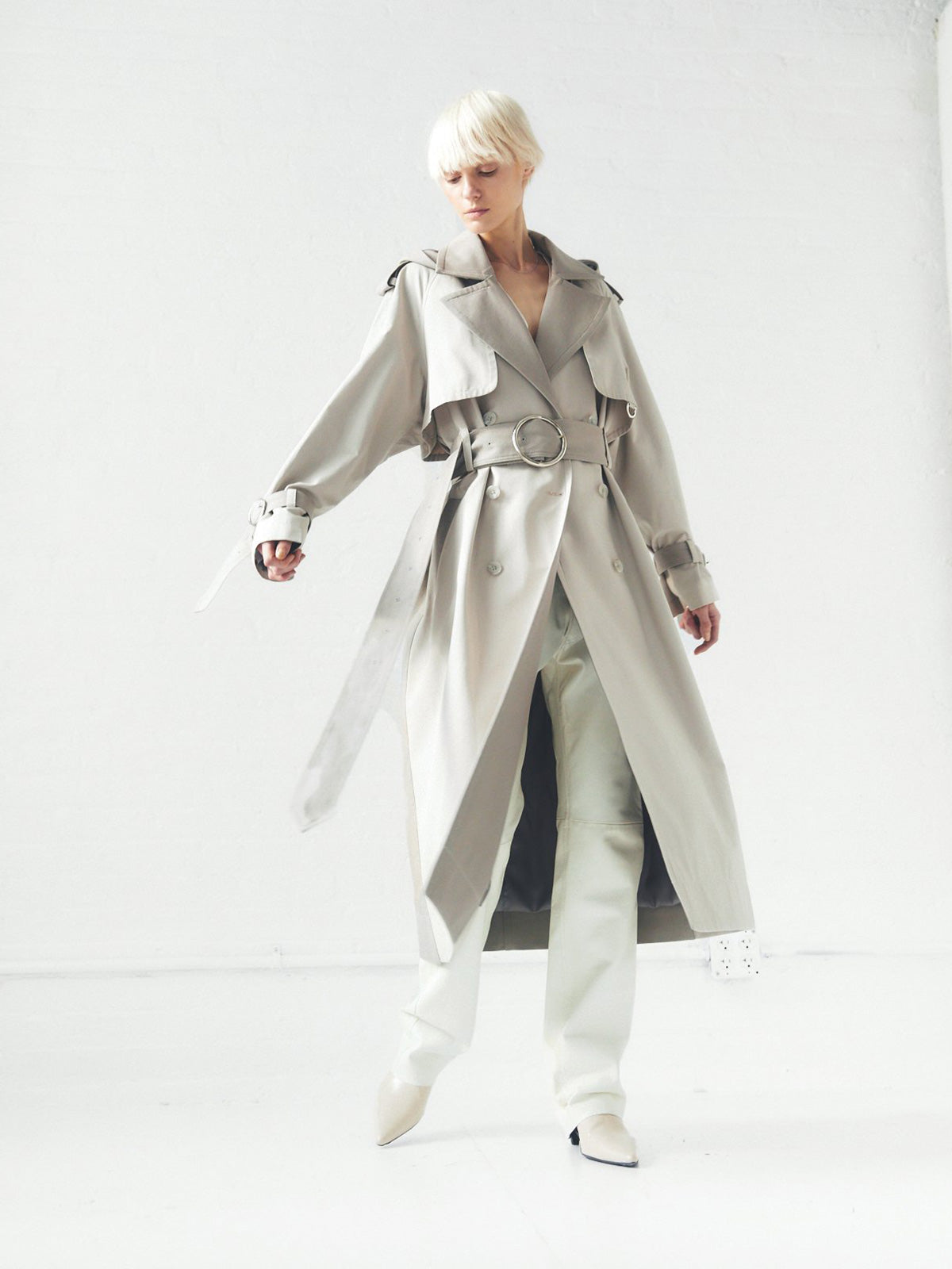 Sustainable Water Resistant Trench Coat | Light Grey