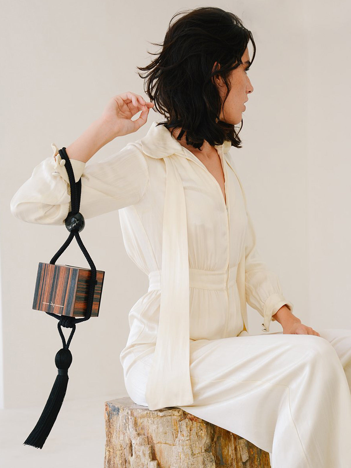 Eva Box Bag | Brown Stripe Wood - Fashionkind