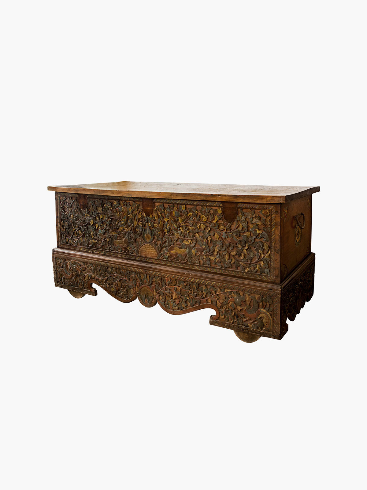 Indonesian Antique Trunk With Floral Design Indonesian Antique Trunk With Floral Design