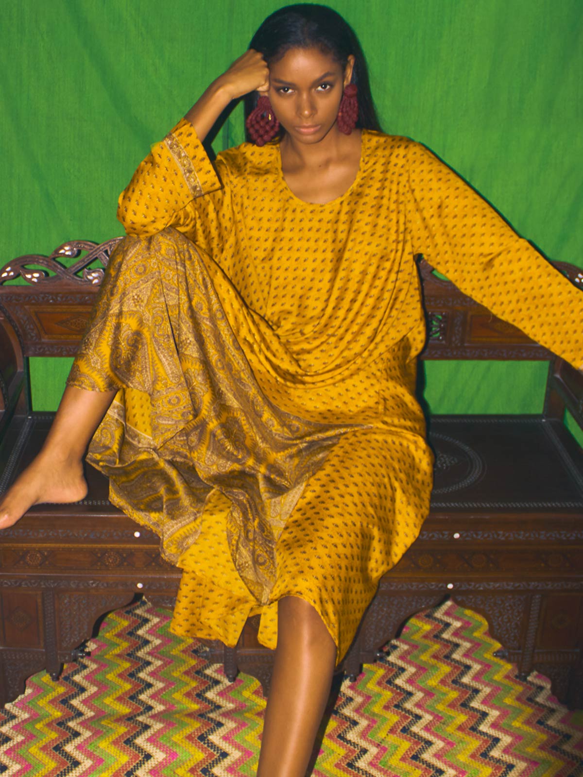 Moroccan Carved Bench | Mahogany Moroccan Carved Bench | Mahogany