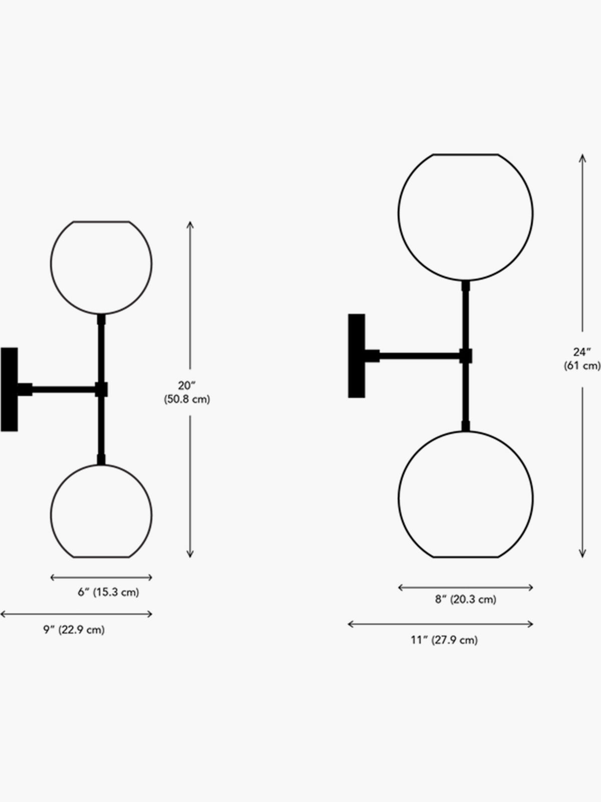 Nur Reversed Wall Sconce Dual Globe Nur Reversed Wall Sconce Dual Globe