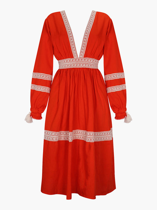 Volta Midi Dress | Tangerine