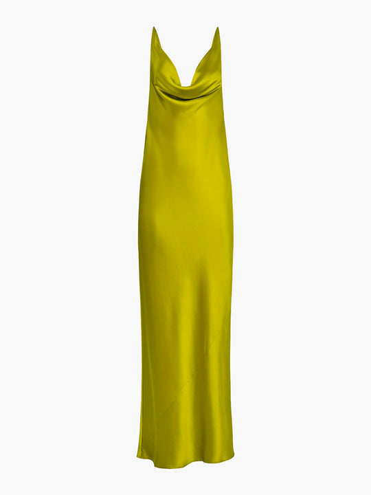 Fountain Silk Dress | Olive Green