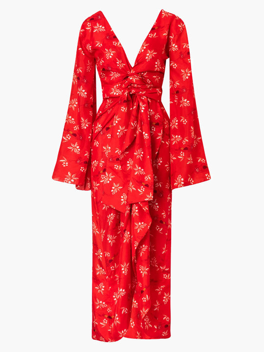 Pacifico Silk Maxi Dress | Red Chontaduro