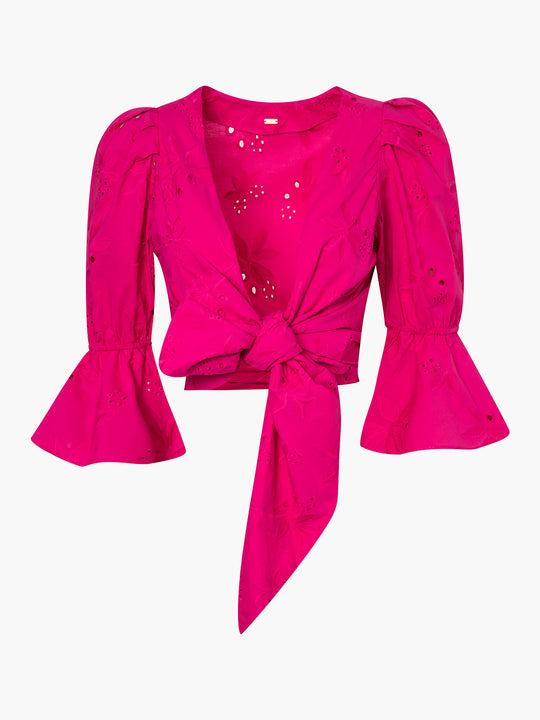 Salsa Cotton Eyelet Shirt | Fuchsia