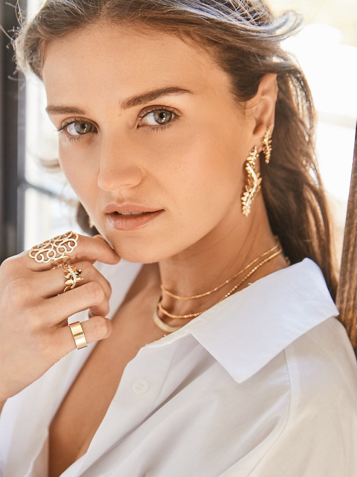 Double Diamond Bead Necklace Double Diamond Bead Necklace