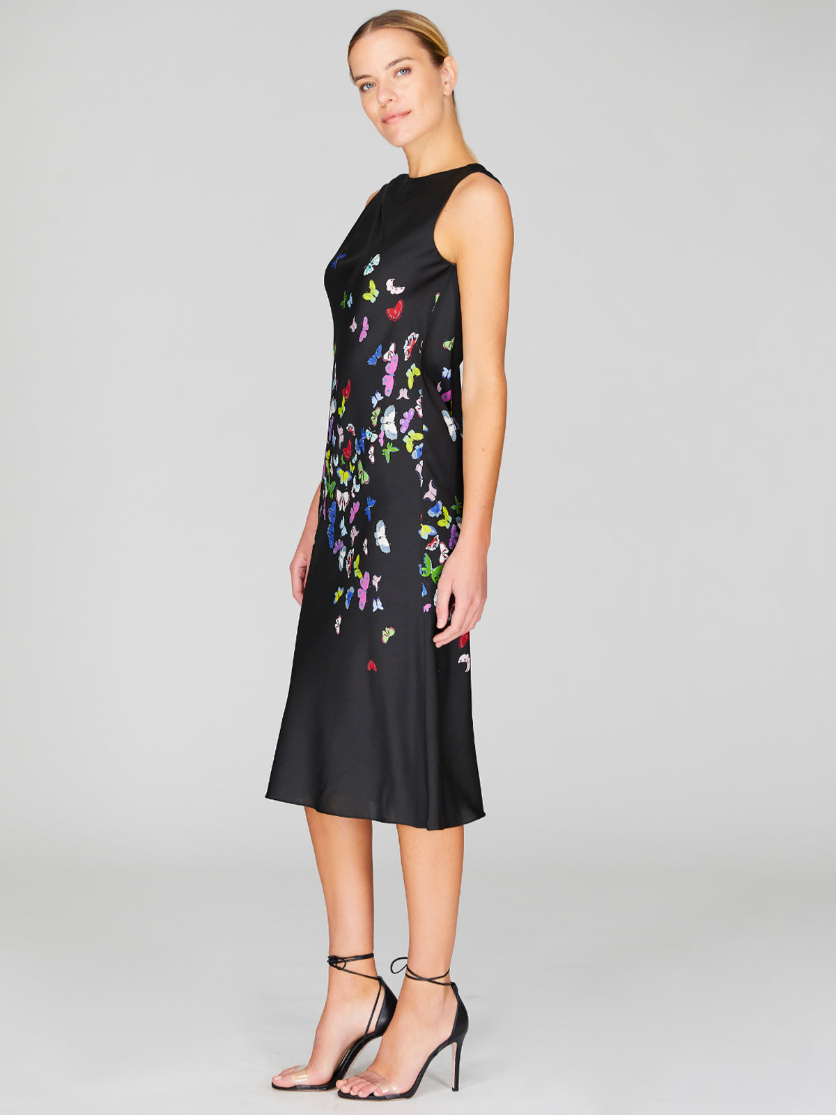 Flutter Print Georgette Bias Drape Scarf Dress Flutter Print Georgette Bias Drape Scarf Dress