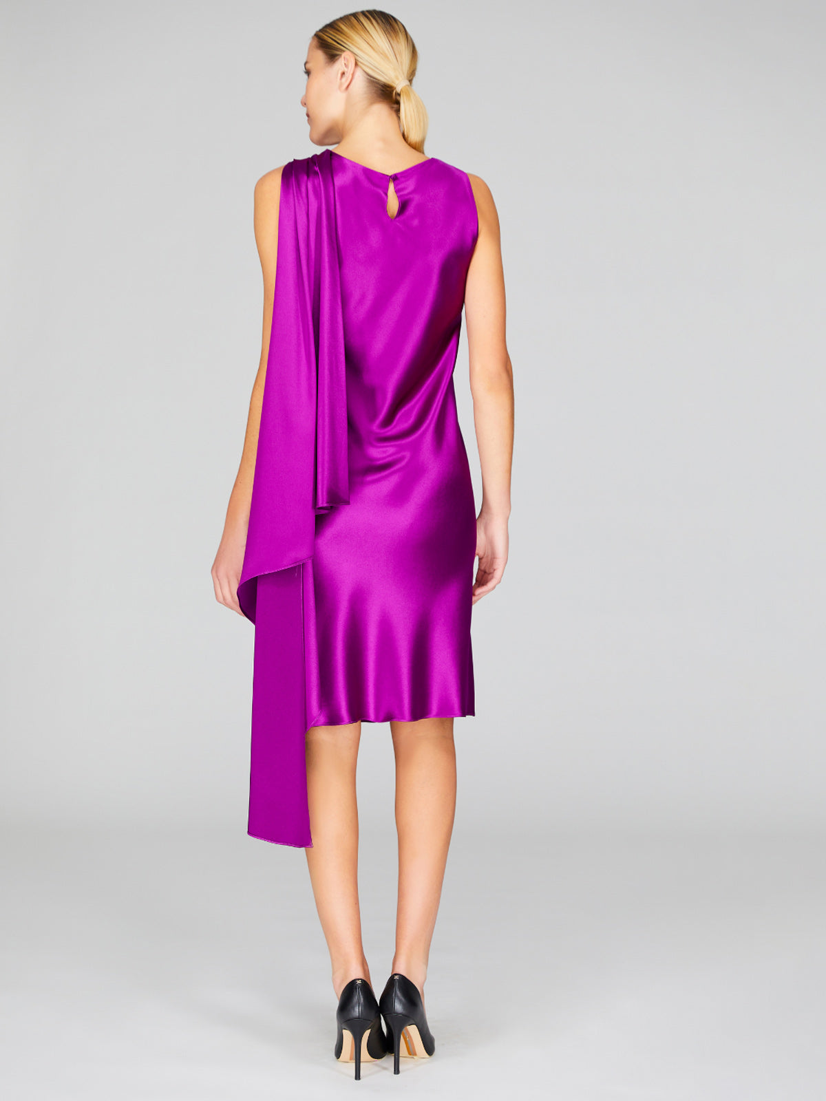 Satin Bias Drape Scarf Dress | Peony Satin Bias Drape Scarf Dress | Peony