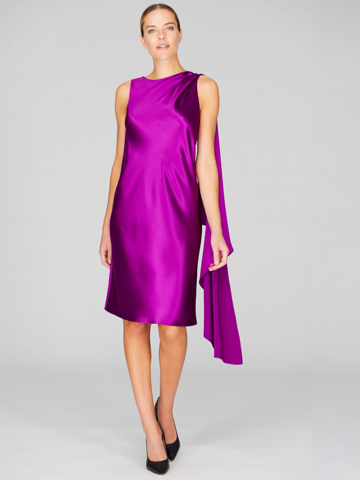 Satin Bias Drape Scarf Dress | Peony Satin Bias Drape Scarf Dress | Peony