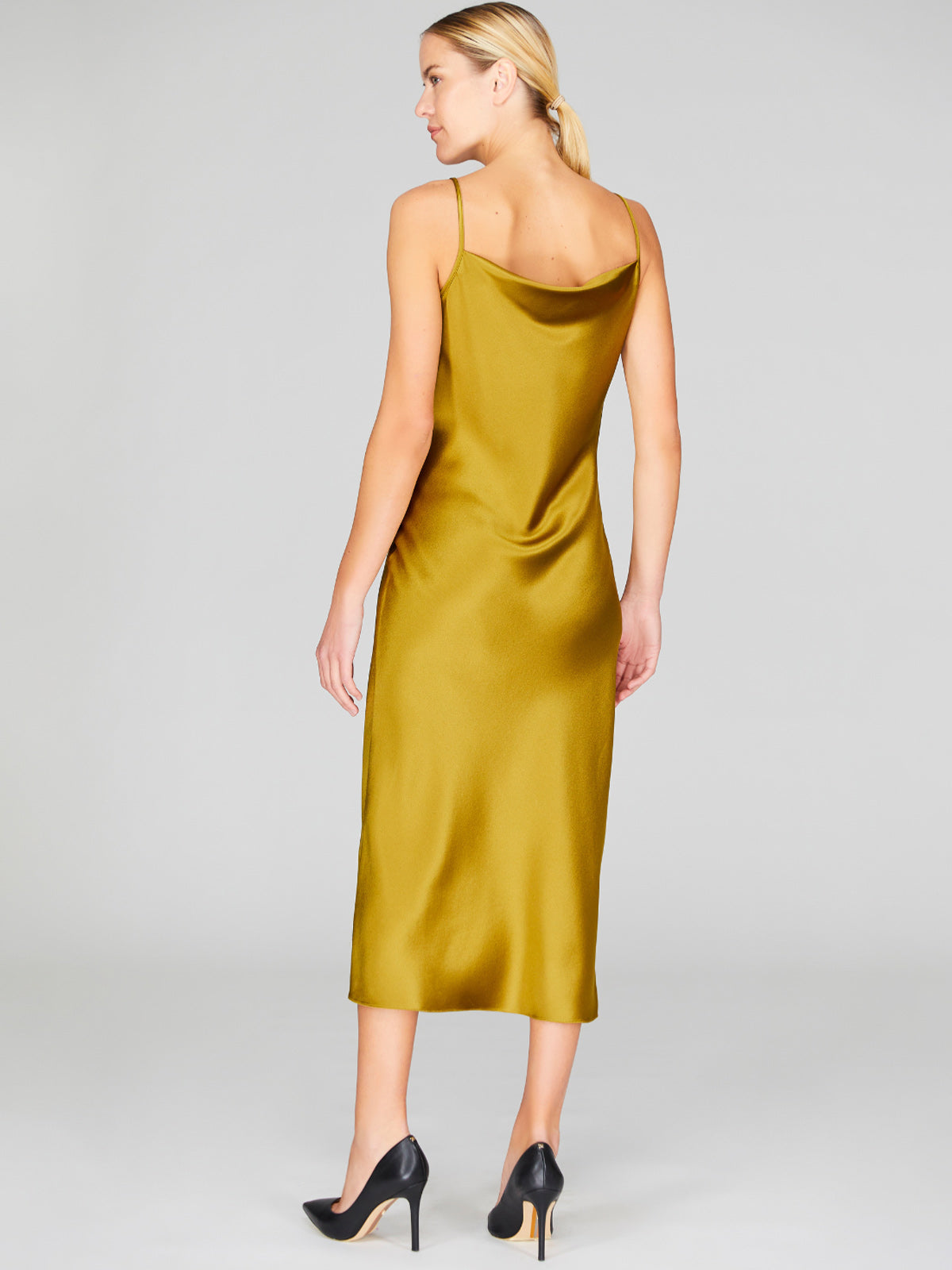 silk camisole dress Mi Jong Lee | Satin Drape Front Camisole Dress | Black