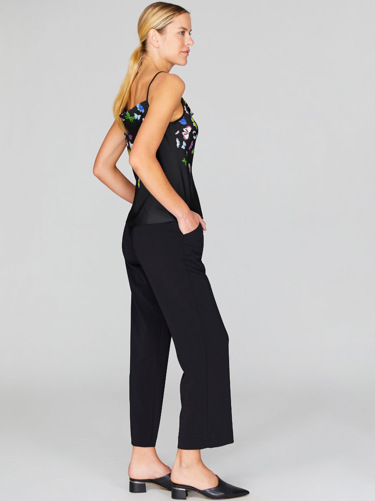 Flutter Print Georgette Drape Front Camisole Flutter Print Georgette Drape Front Camisole