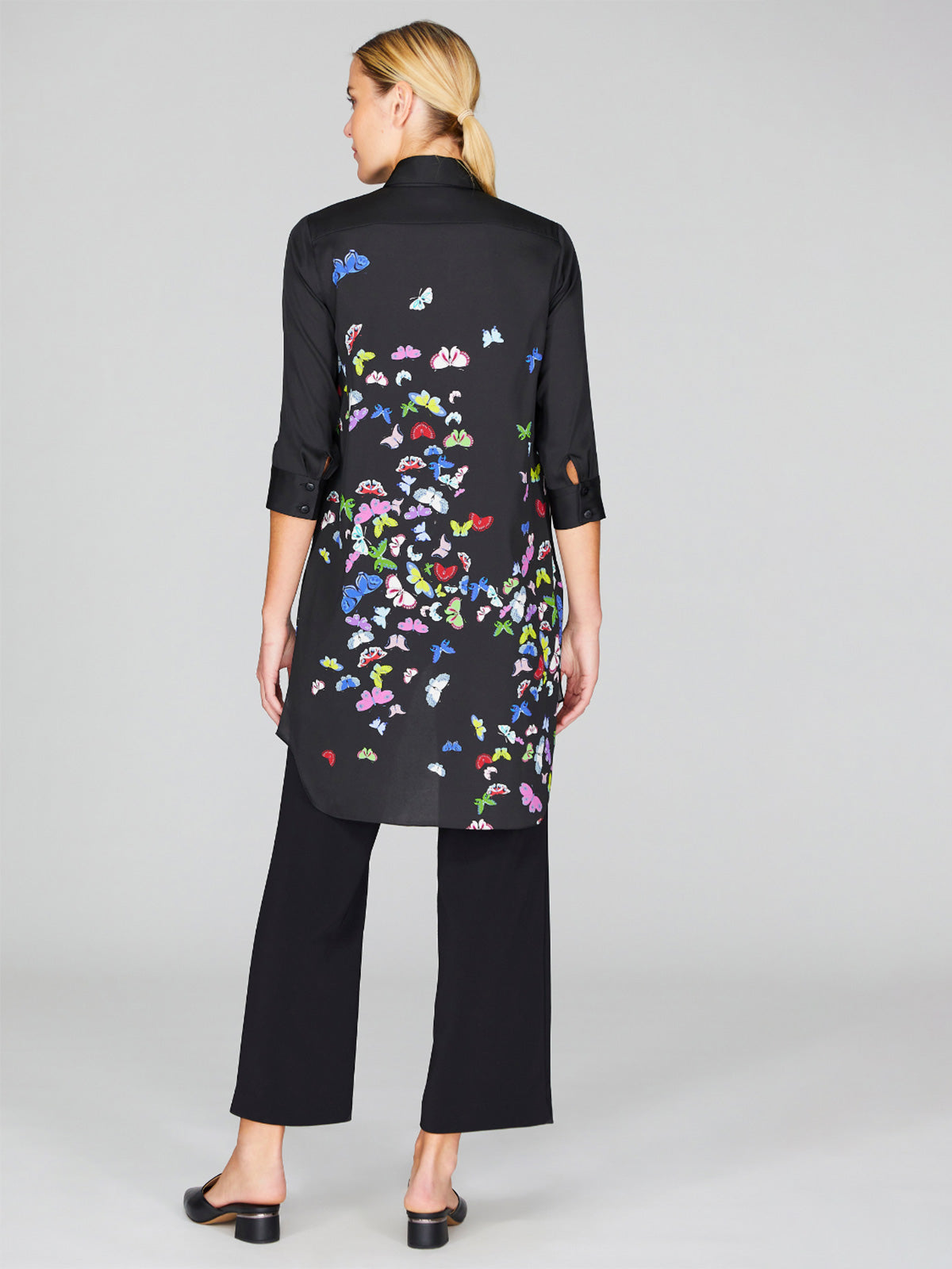 Flutter Print Georgette Long Collared Shirt Flutter Print Georgette Long Collared Shirt