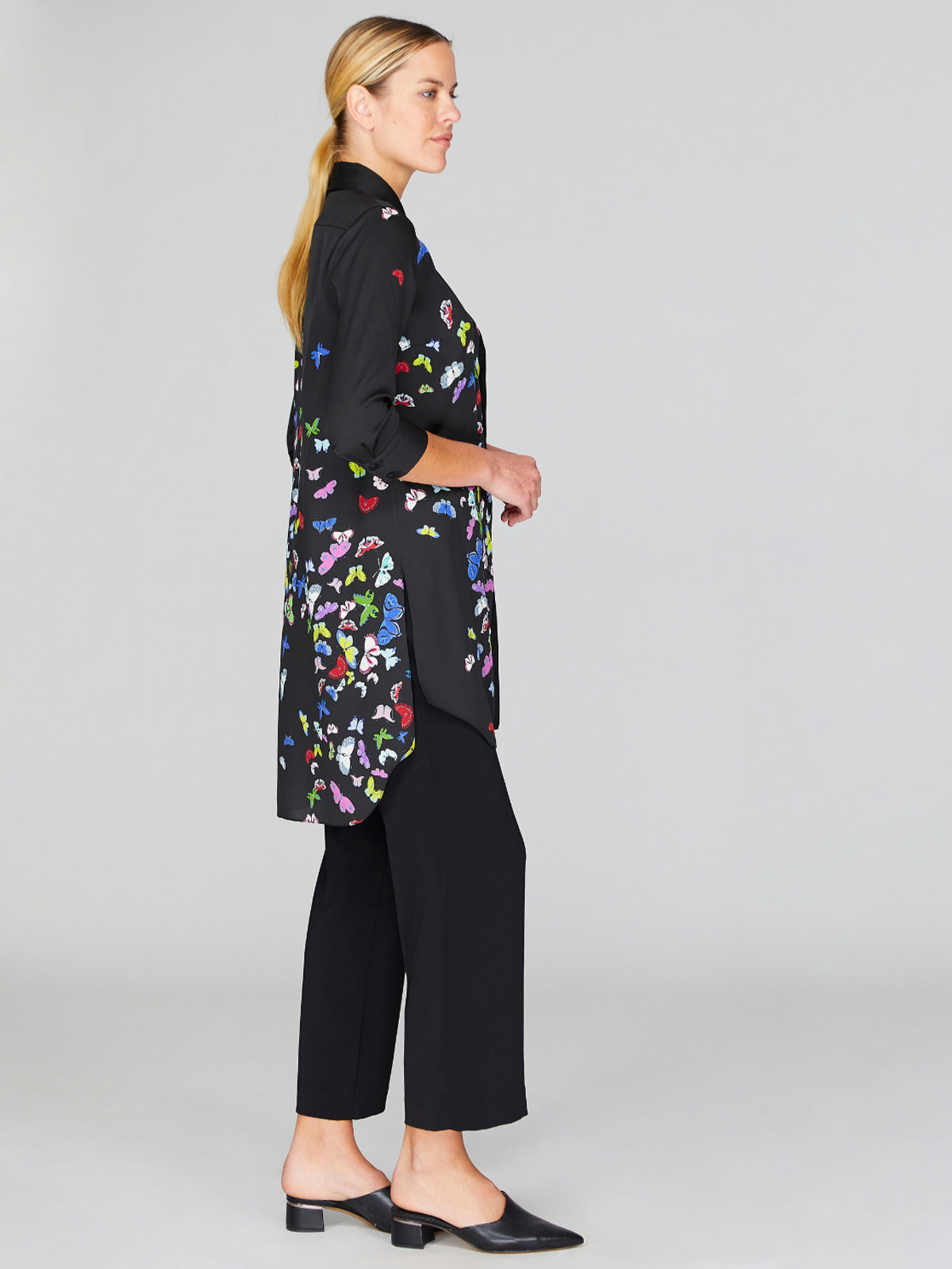 Flutter Print Georgette Long Collared Shirt Flutter Print Georgette Long Collared Shirt