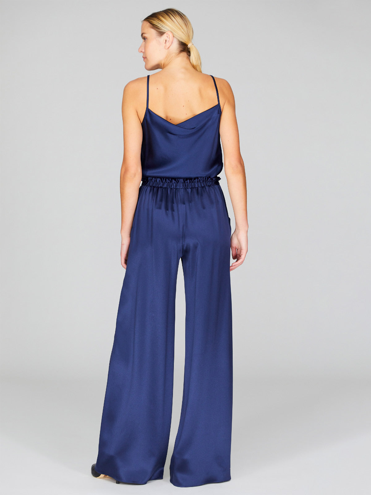 Satin Drape Front Camisole | Marine Satin Drape Front Camisole | Marine