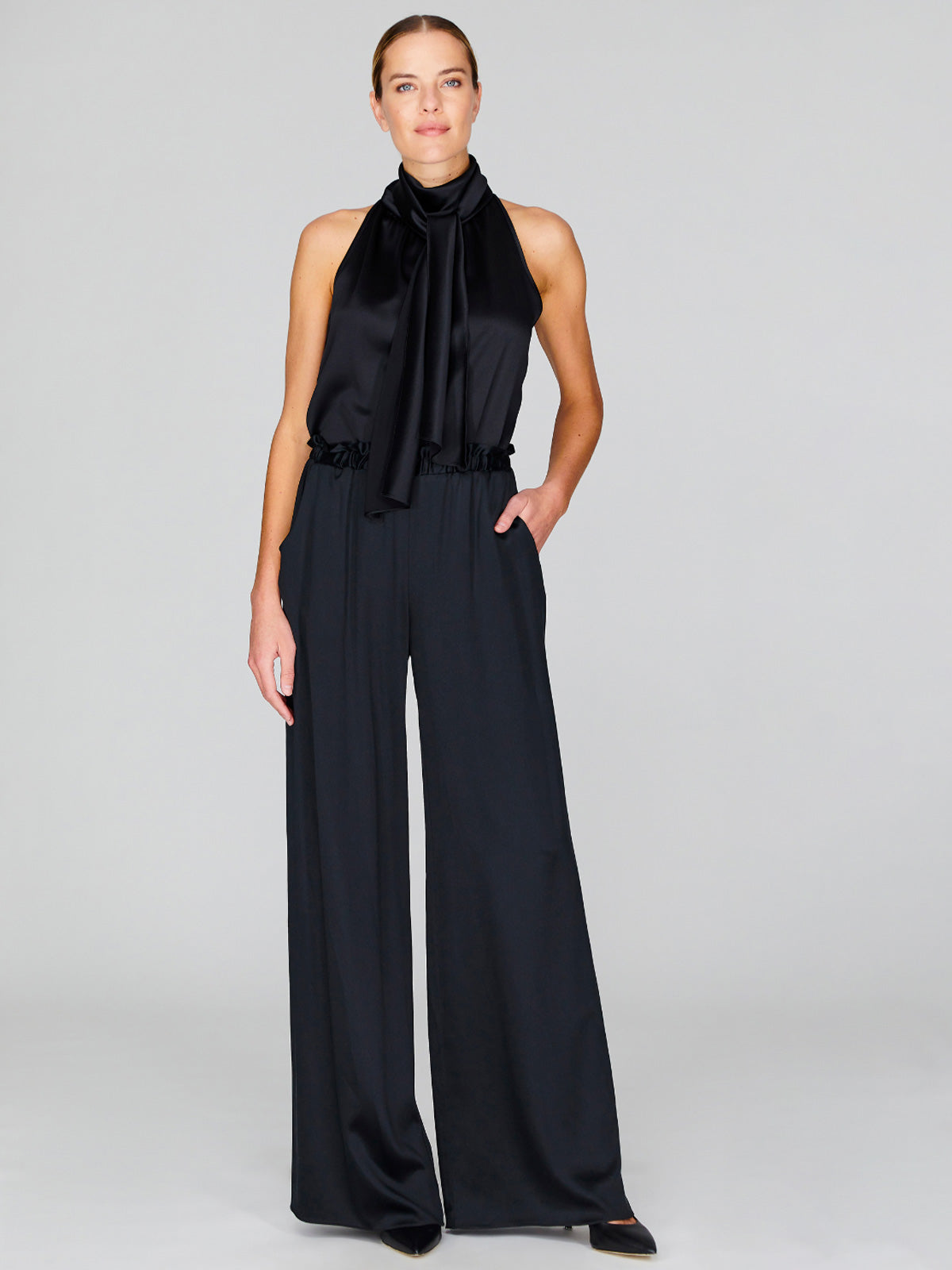 Satin Pajama Pant With Elastic Waist | Black Satin Pajama Pant With Elastic Waist | Black