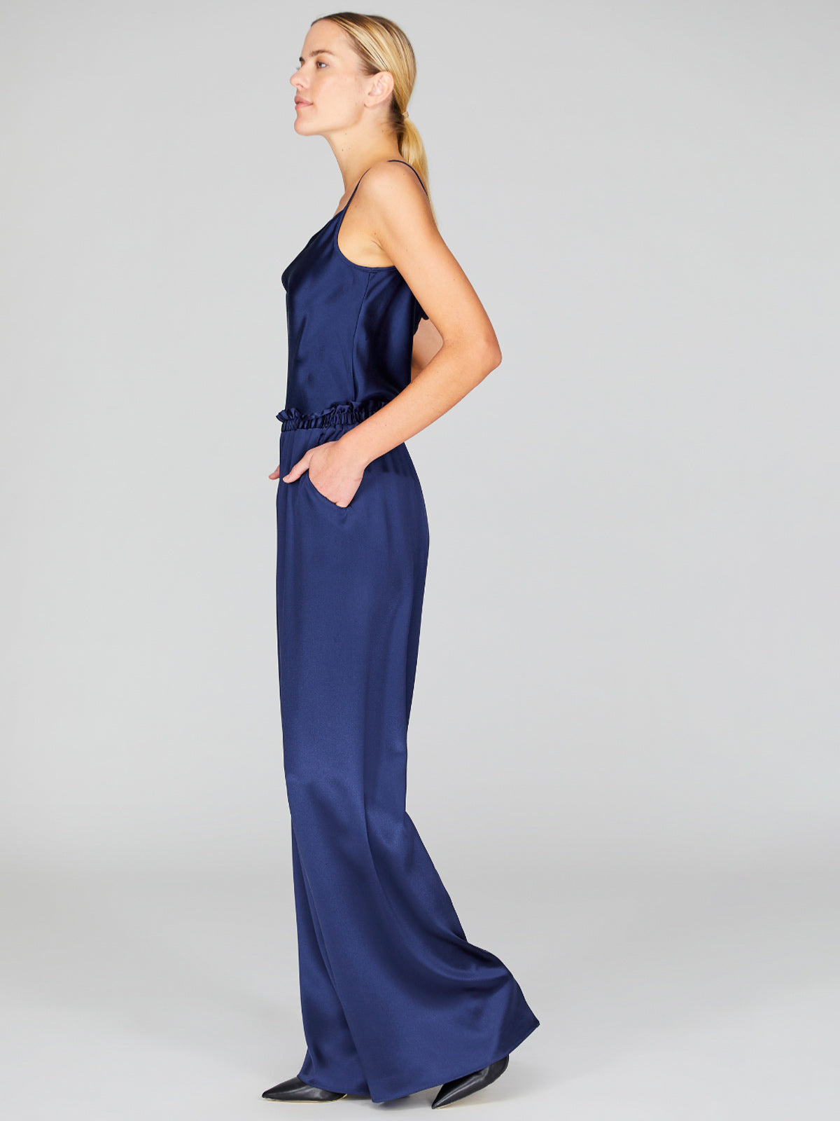 Satin Pajama Pant With Elastic Waist | Marine Satin Pajama Pant With Elastic Waist | Marine