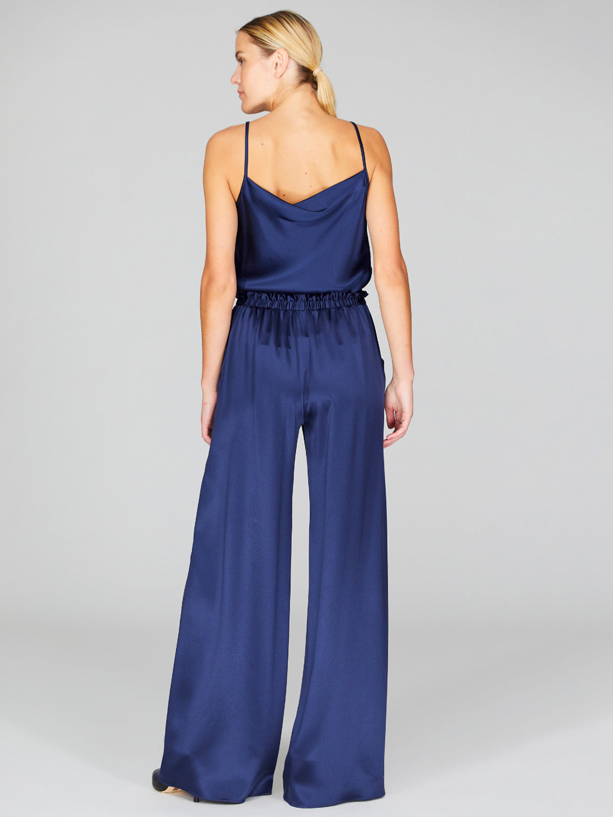 Satin Pajama Pant With Elastic Waist | Marine Satin Pajama Pant With Elastic Waist | Marine