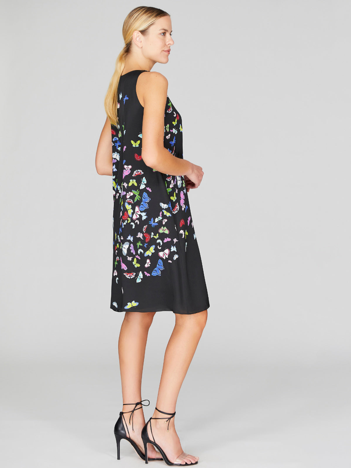 Flutter Print Georgette Short Trapeze Dress Flutter Print Georgette Short Trapeze Dress