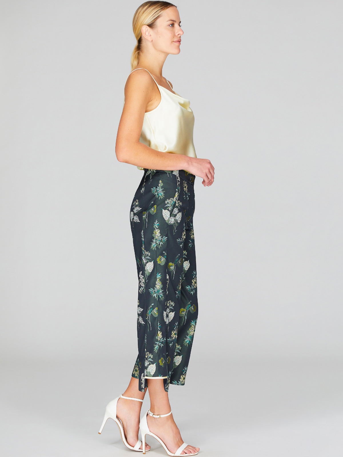 Watercolor Botanic Straight Pant With Step Hem | Green Combo Watercolor Botanic Straight Pant With Step Hem | Green Combo