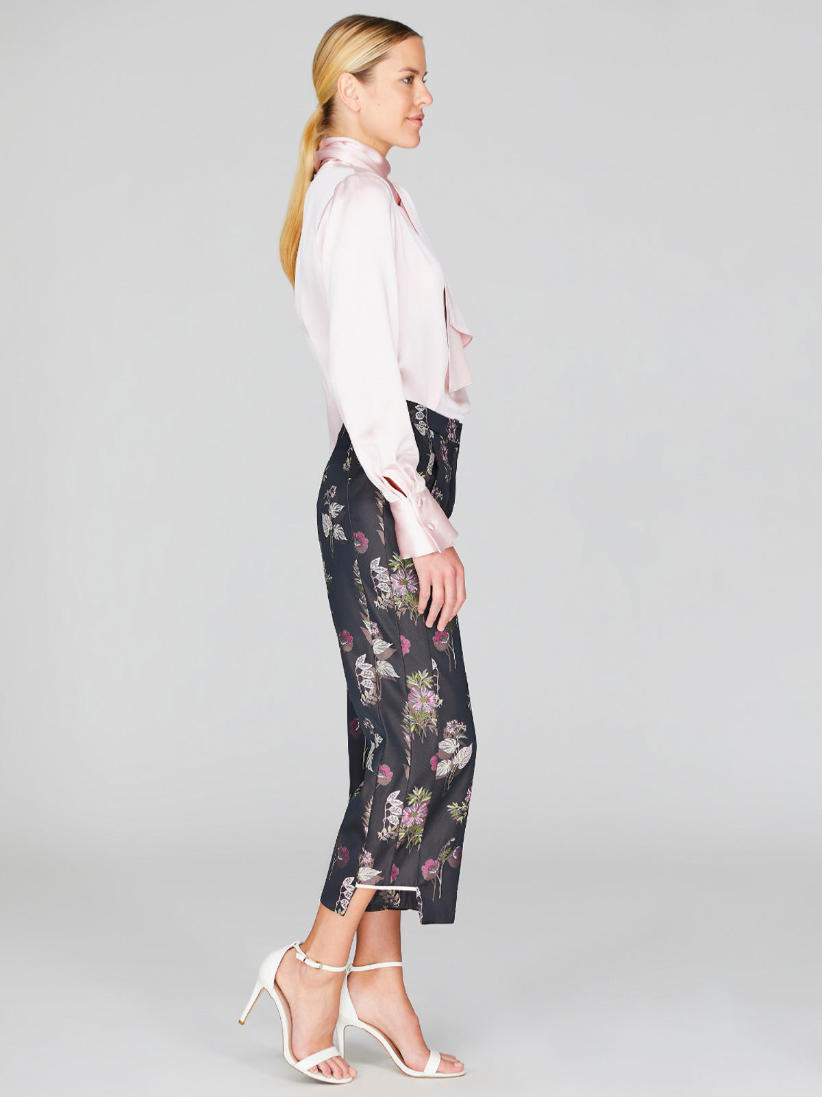 Watercolor Botanic Straight Pant With Step Hem | Pink Combo Watercolor Botanic Straight Pant With Step Hem | Pink Combo