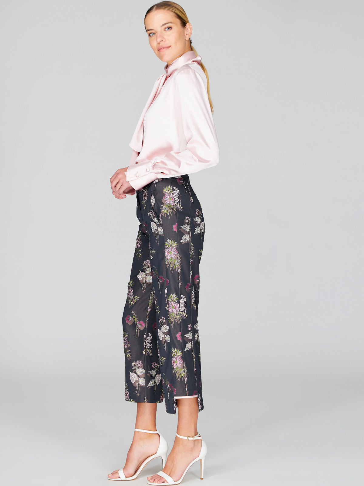 Watercolor Botanic Straight Pant With Step Hem | Pink Combo Watercolor Botanic Straight Pant With Step Hem | Pink Combo