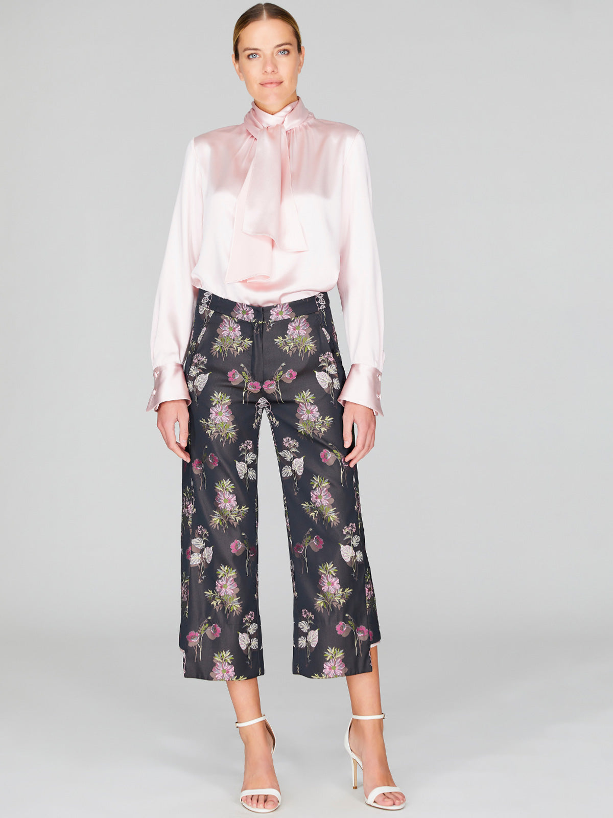 Watercolor Botanic Straight Pant With Step Hem | Pink Combo Watercolor Botanic Straight Pant With Step Hem | Pink Combo