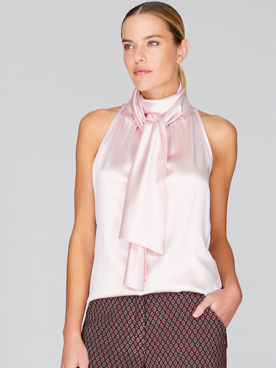 Satin Tie Neck Top | Petal
