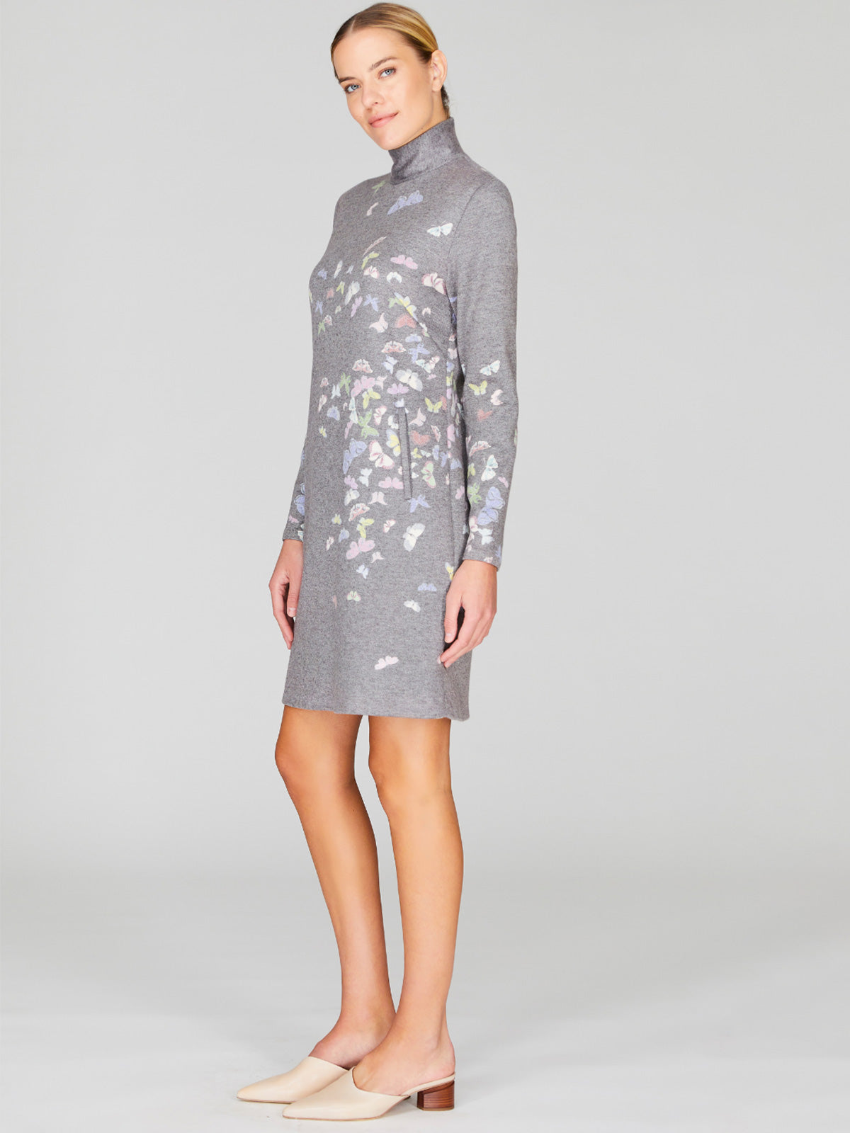 Flutter Print Sweater Knit Turtleneck Shift Dress Flutter Print Sweater Knit Turtleneck Shift Dress