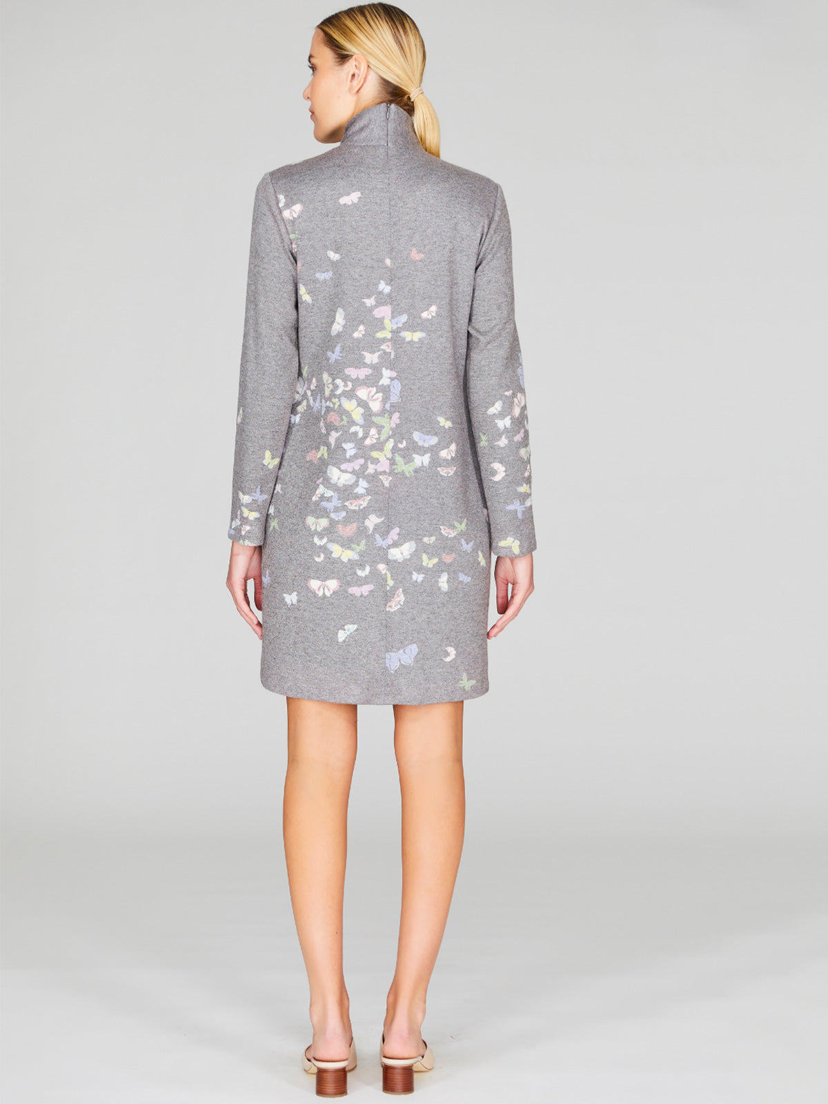 Flutter Print Sweater Knit Turtleneck Shift Dress Flutter Print Sweater Knit Turtleneck Shift Dress