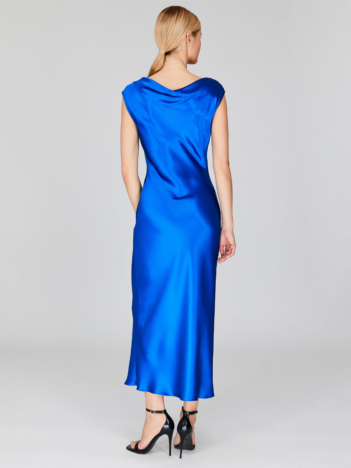 Satin Drape Front and Back Bias Dress Satin Drape Front and Back Bias Dress