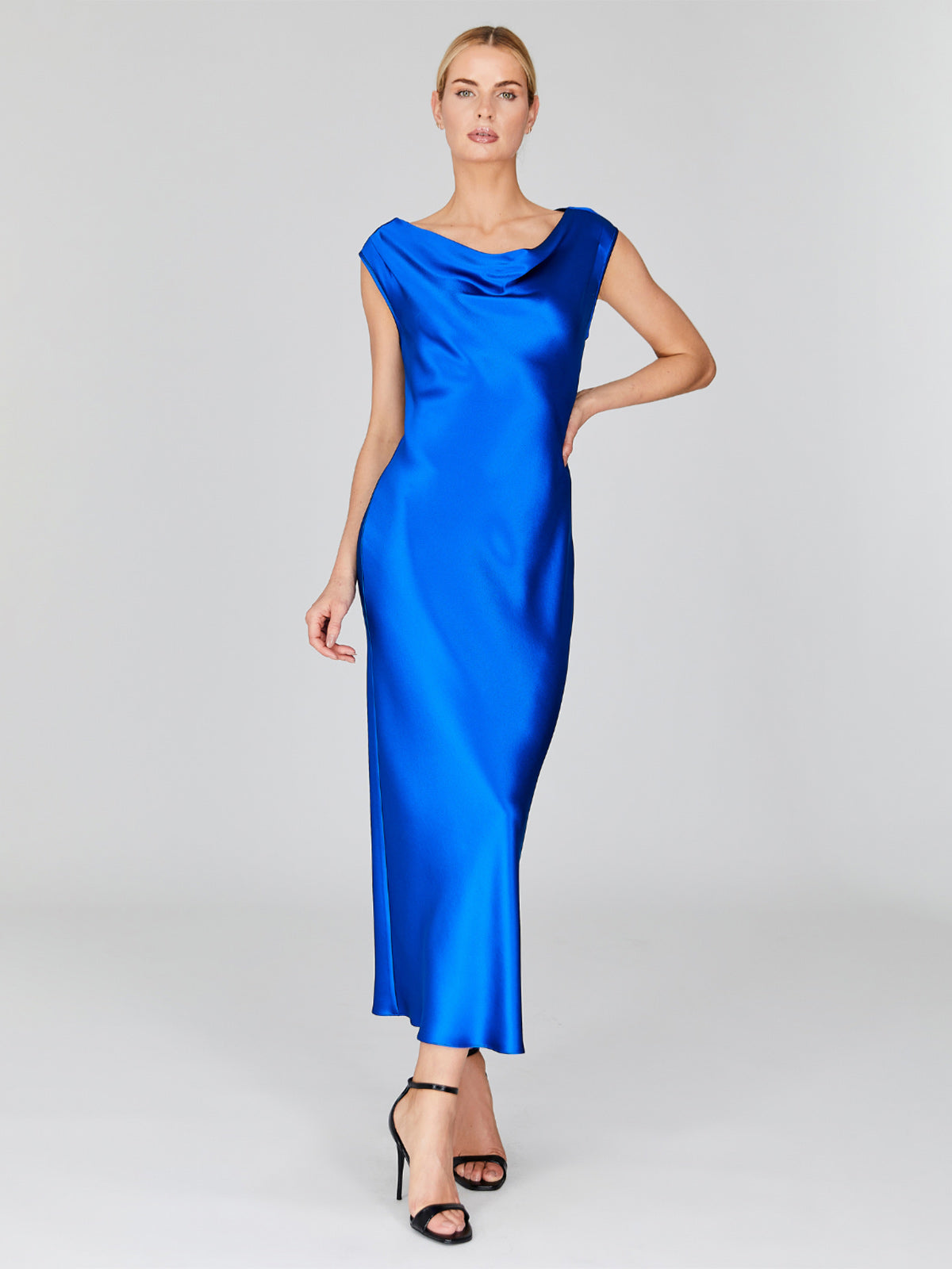 satin drape dress Mi Jong Lee | Satin Drape Front and Back Bias Dress
