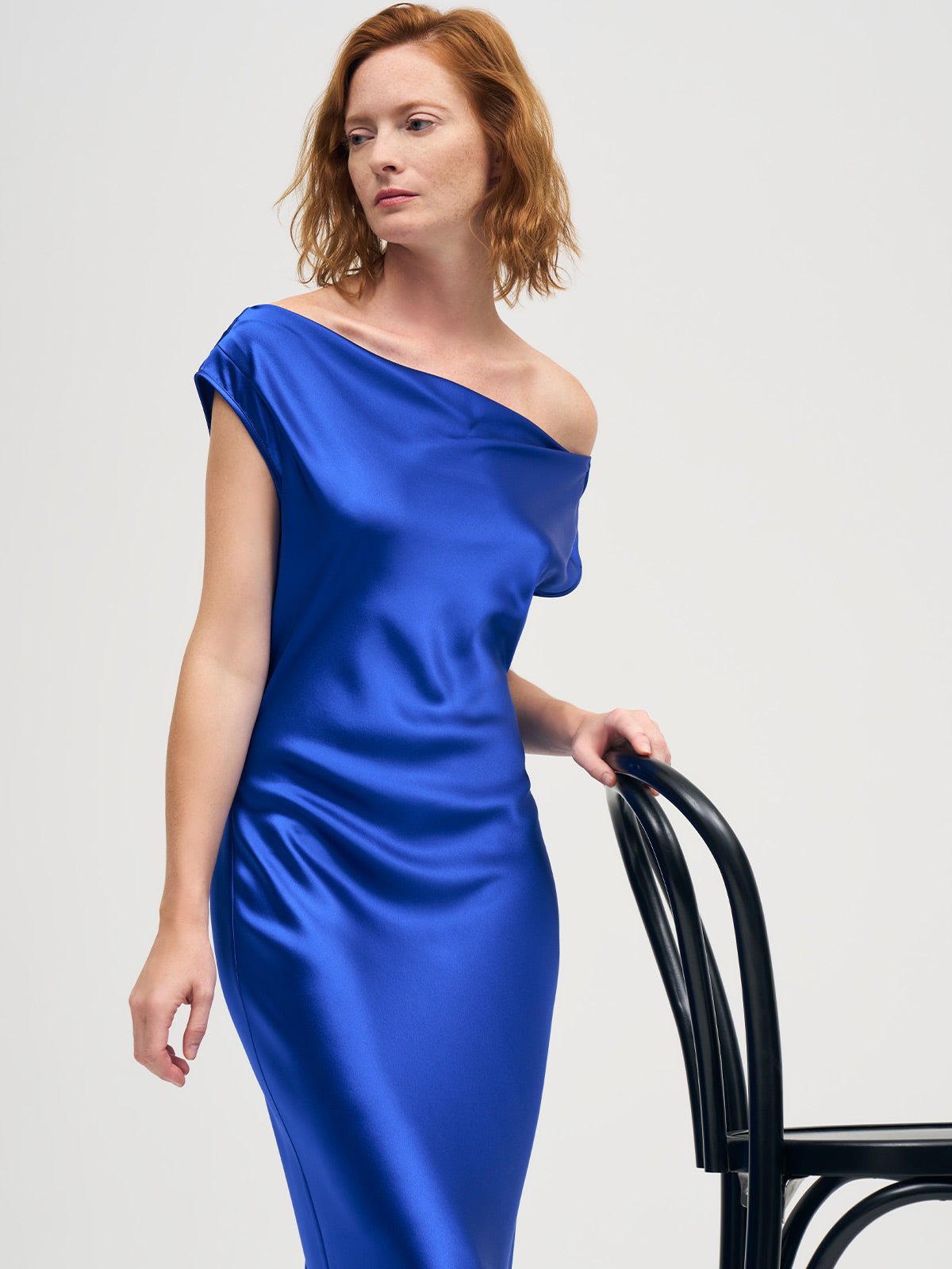 Satin Drape Front and Back Bias Dress Satin Drape Front and Back Bias Dress