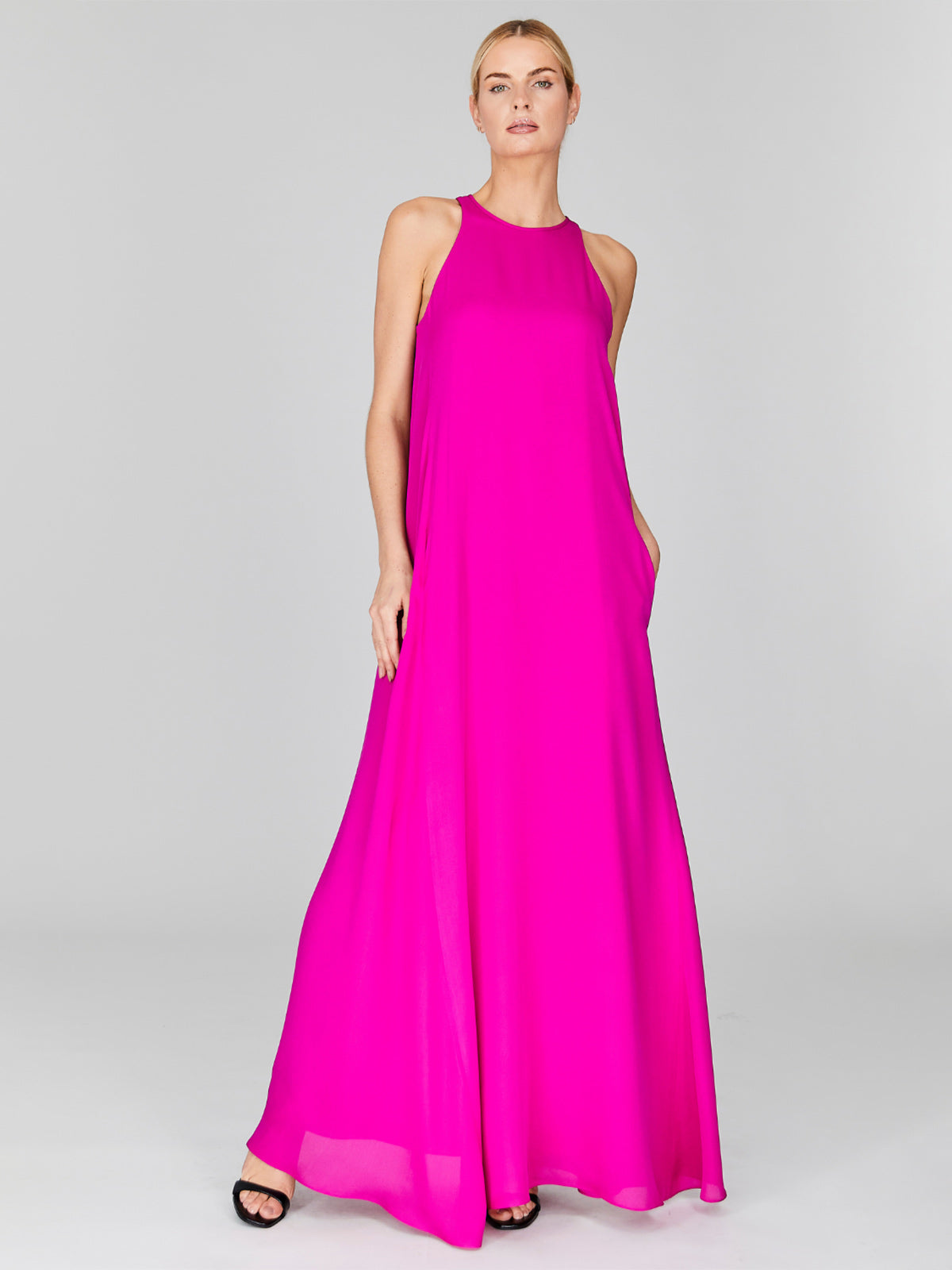 Silk Georgette Long Trapeze Gown Silk Georgette Long Trapeze Gown