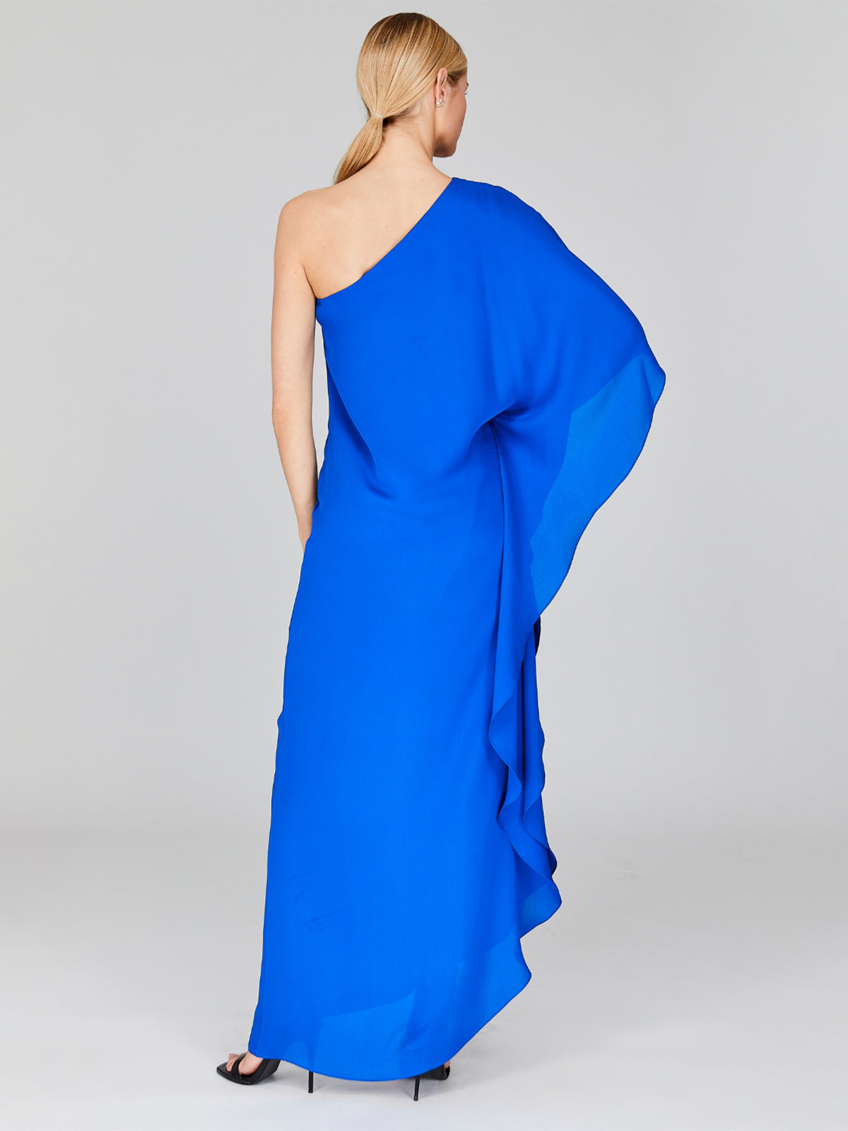 Silk Georgette One Shoulder Cascade Gown Silk Georgette One Shoulder Cascade Gown