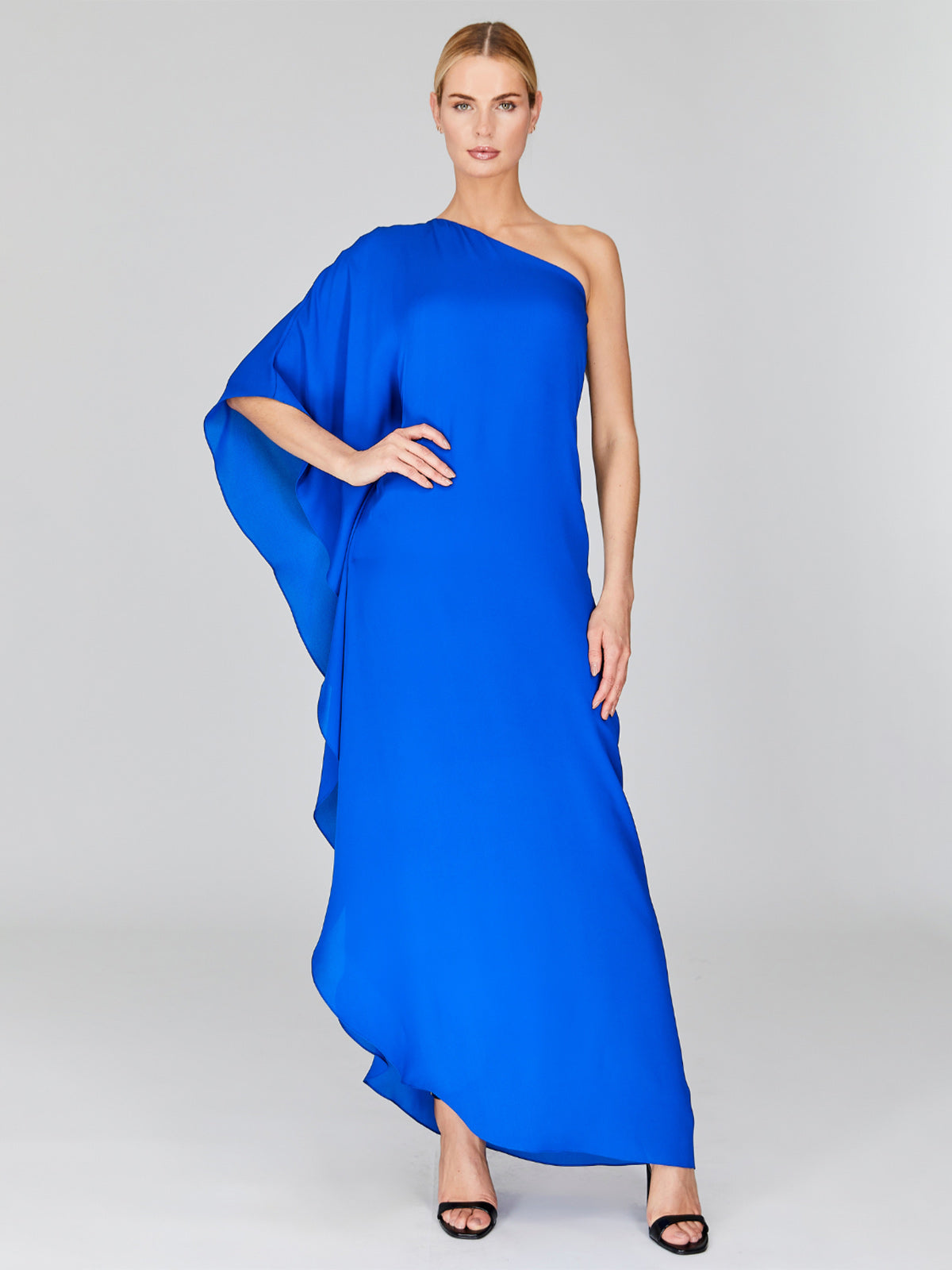 Silk Georgette One Shoulder Cascade Gown Silk Georgette One Shoulder Cascade Gown