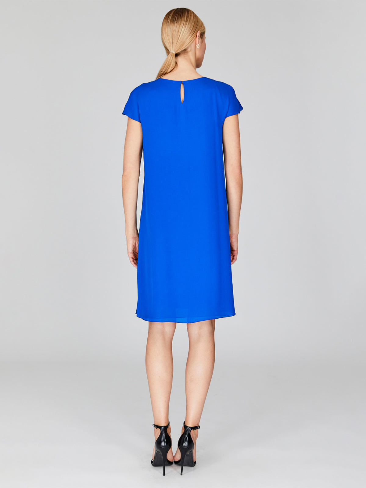 Silk Georgette Short Cap Sleeve Trapeze Dress Silk Georgette Short Cap Sleeve Trapeze Dress