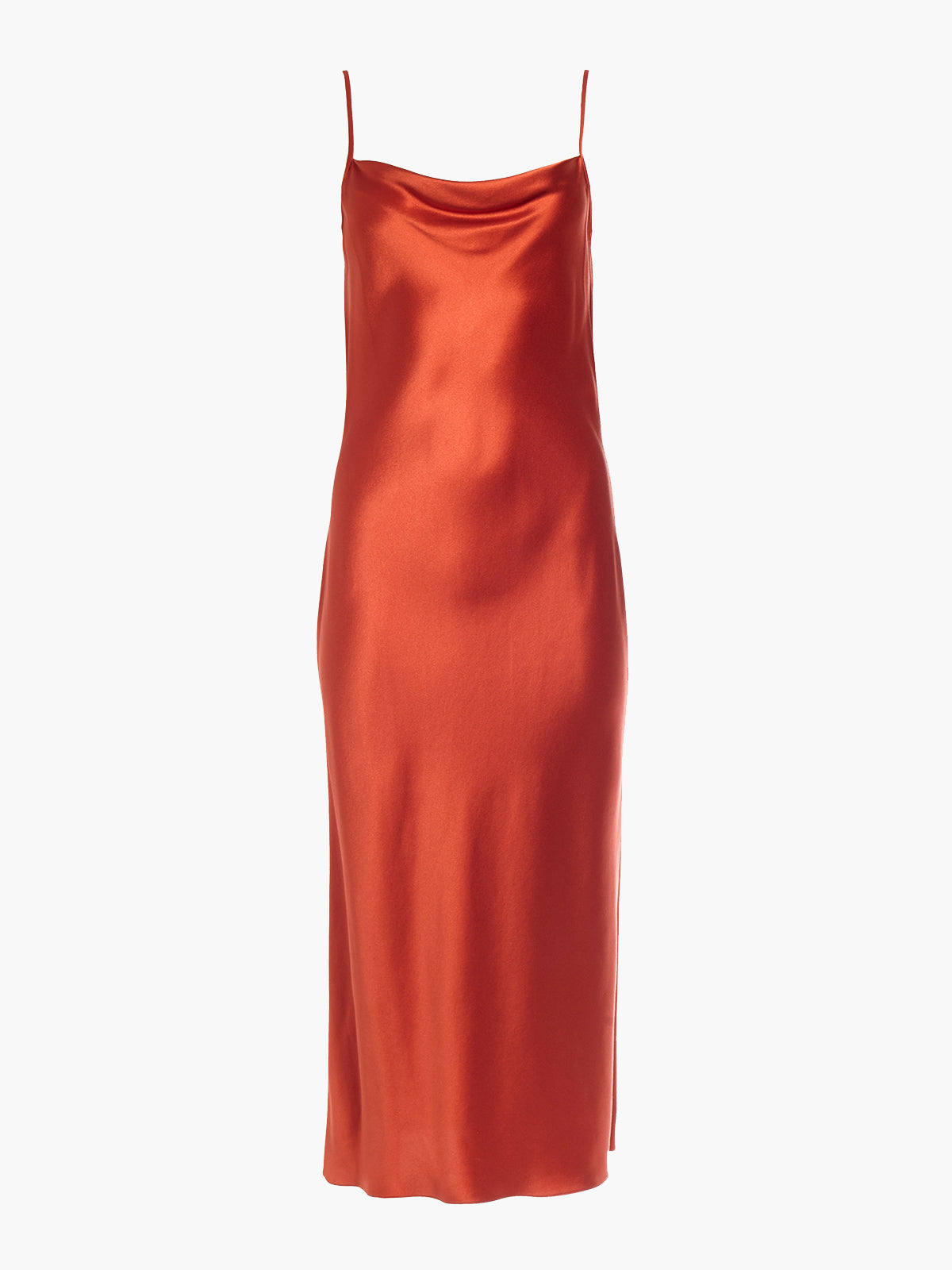 Draped Spaghetti Strap Midi Dress | Burnt Orange Fashionkind Draped Spaghetti Strap Midi Dress | Burnt Orange Fashionkind