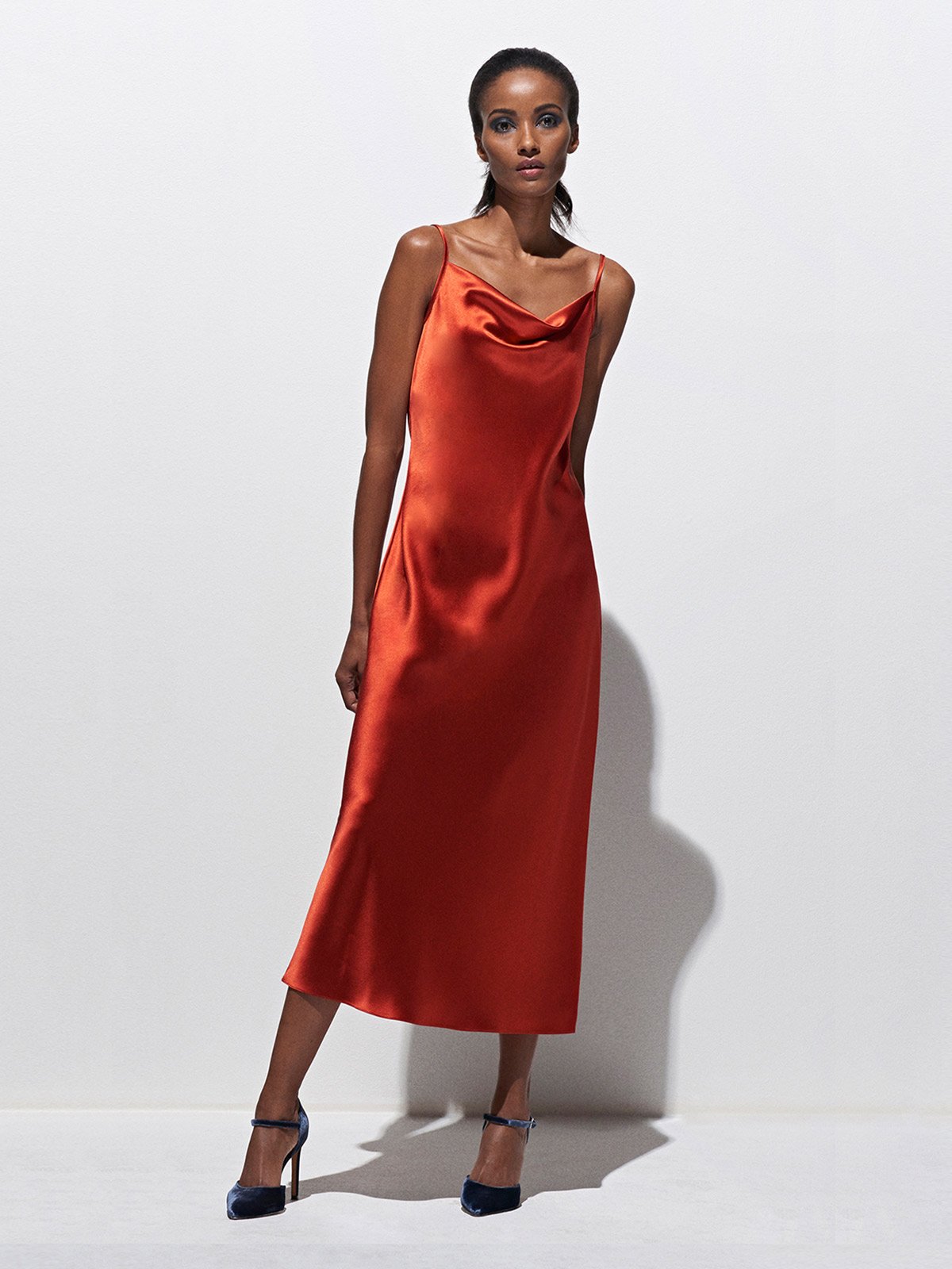 Draped Spaghetti Strap Midi Dress Draped Spaghetti Strap Midi Dress