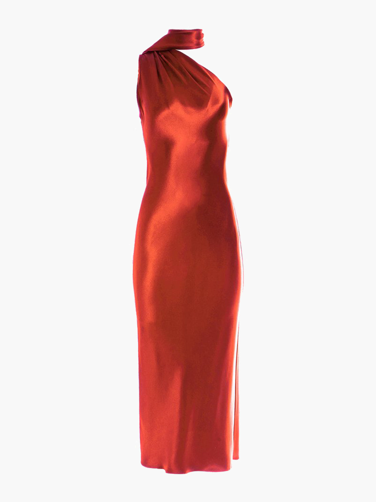 One Shoulder Bias Dress With Scarf