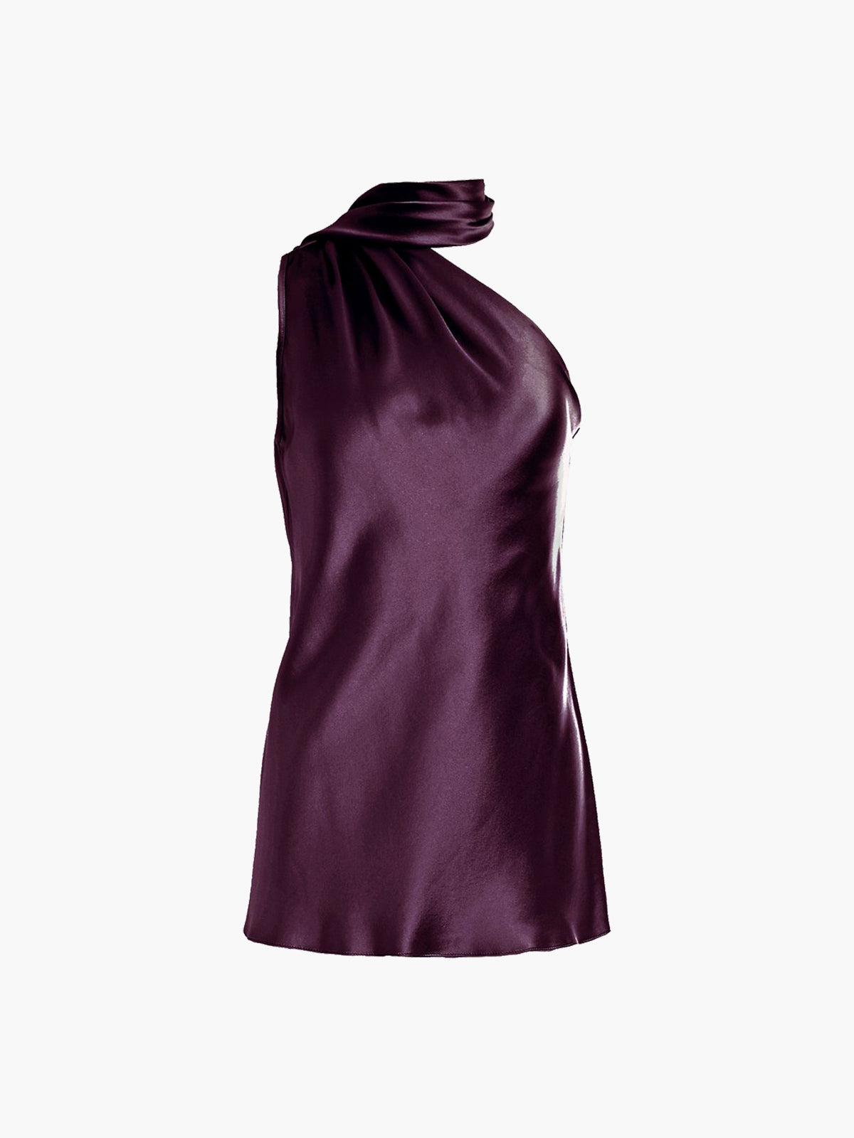 One Shoulder Bias Top With Scarf | Sangria One Shoulder Bias Top With Scarf | Sangria - Fashionkind