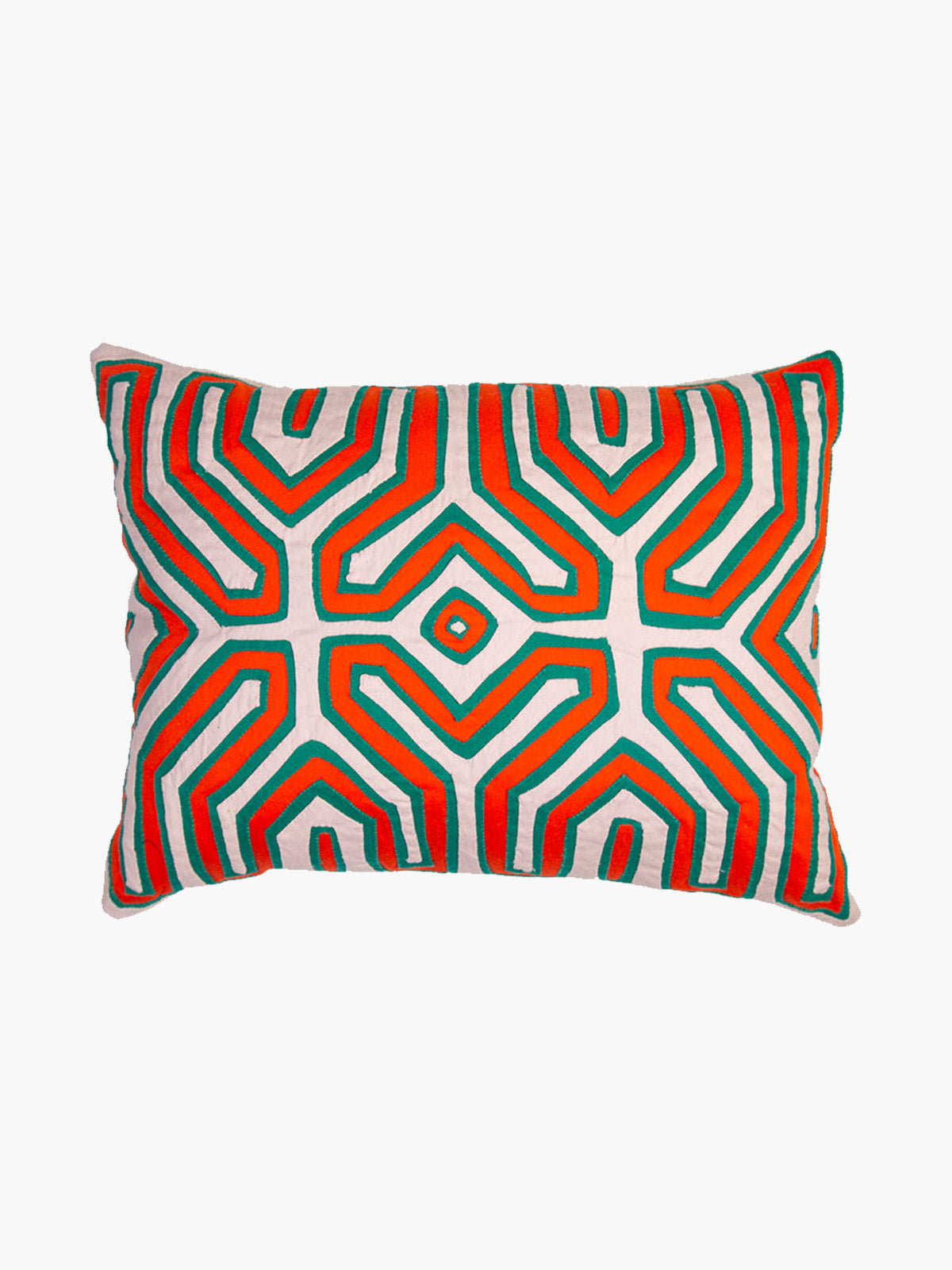 Kuna Cushion | Muted Green/Orange/Blush Kuna Cushion | Muted Green/Orange/Blush