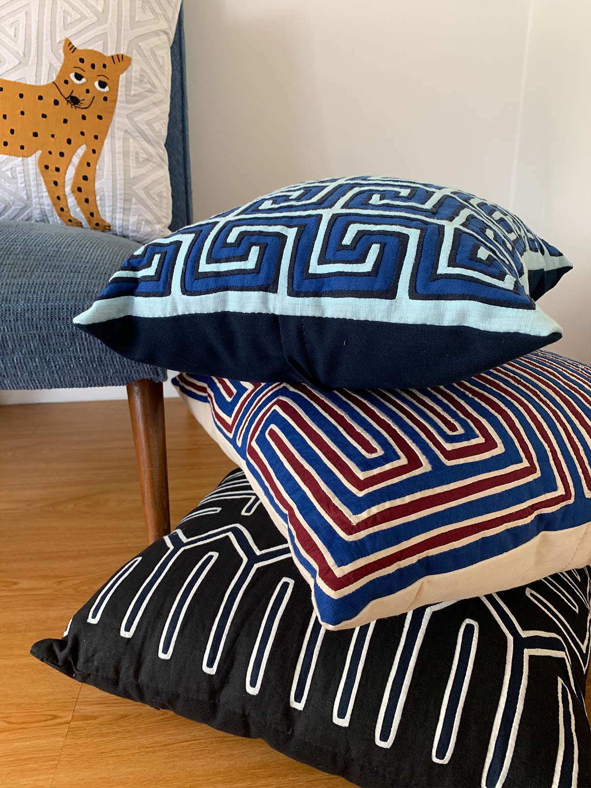 Large Kuna Cushion | Royal Blue/Ivory/Wine Large Kuna Cushion | Royal Blue/Ivory/Wine