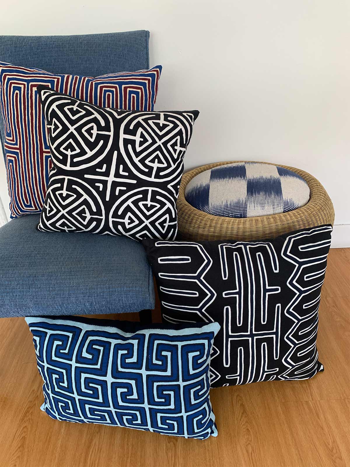 Kuna Cushion | Light Blue/Navy/Royal Blue Kuna Cushion | Light Blue/Navy/Royal Blue
