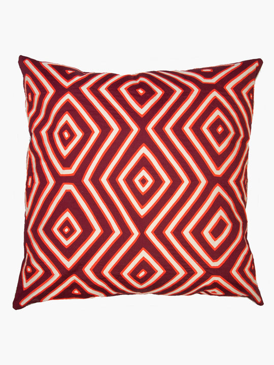 Large Kuna Cushion | Wine/Orange/Ivory